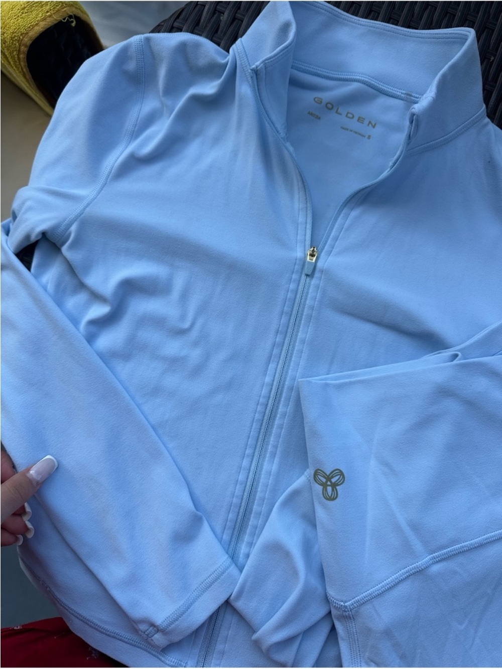 Aritzia Light Blue Women's Zip Jacket and Leggings Set - Picture 3 of 9
